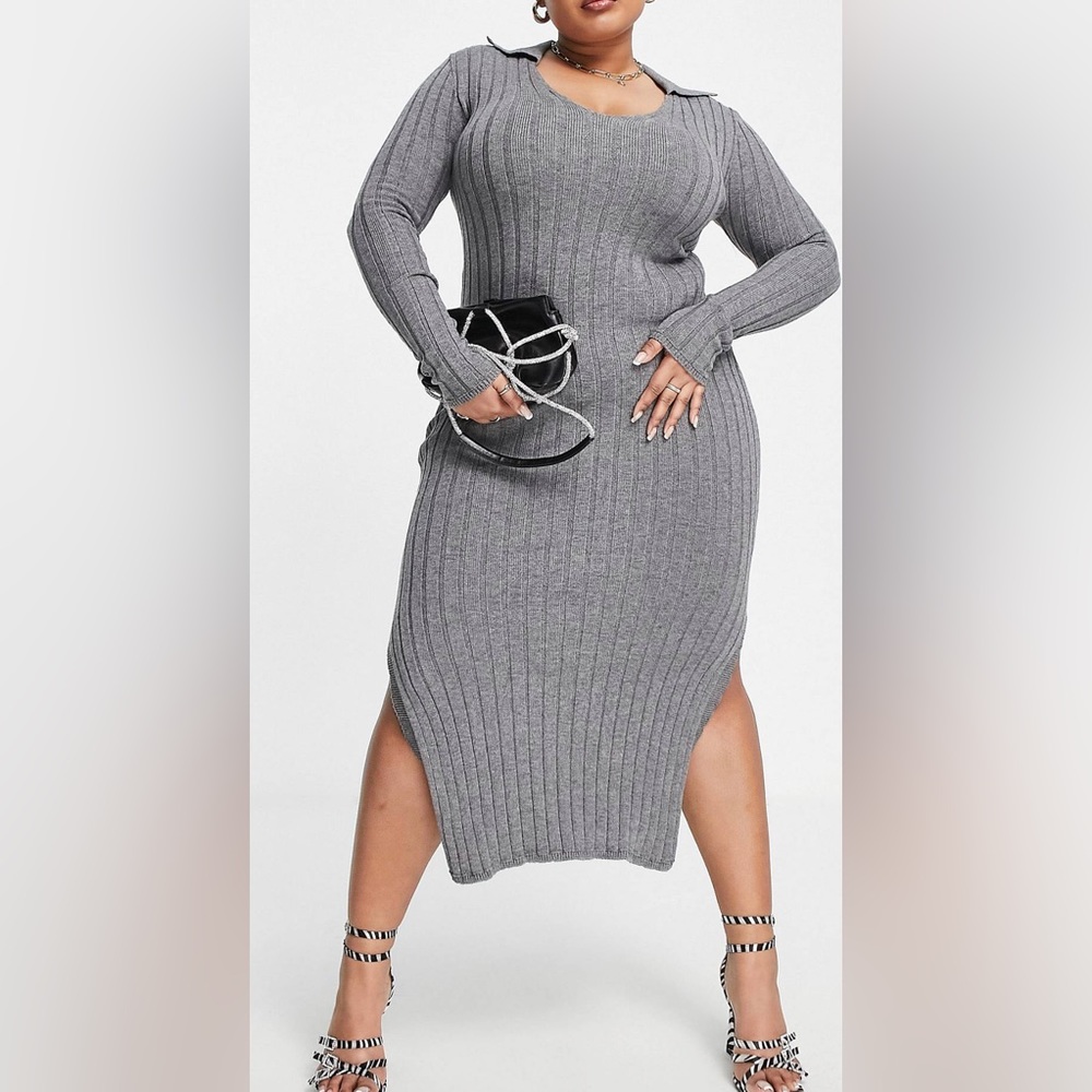 ASOS Curve Ribbed Midi Dress